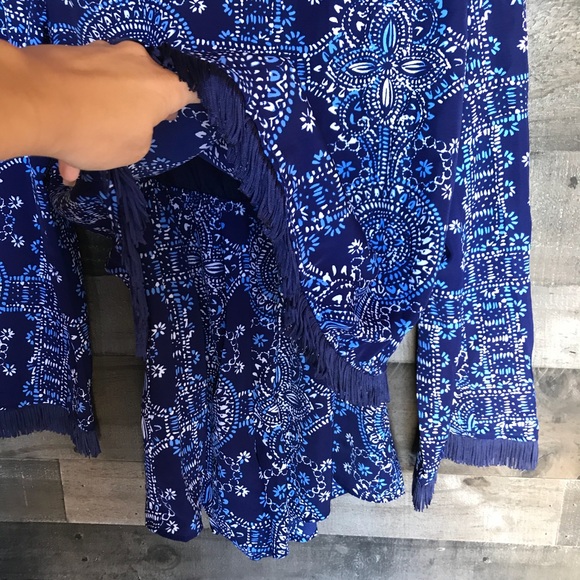 MOTT 50 Fitz Blue Fringe Long Sleeve Layer Romper - Picture 4 of 6